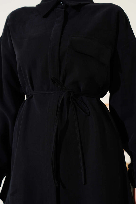 بدلة تنسل من قطعتين بجيب واحد باللون الأسود