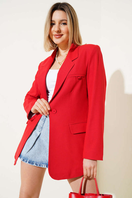 Veste blazer rouge doublée à un bouton