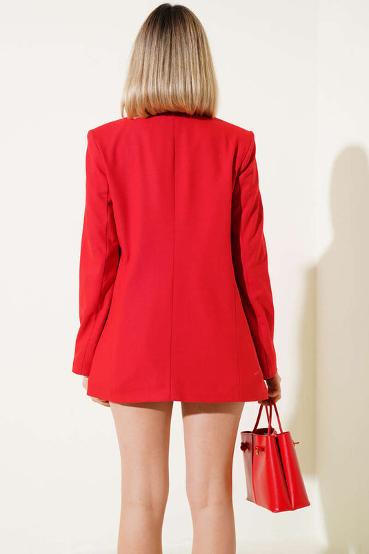 Veste blazer rouge doublée à un bouton