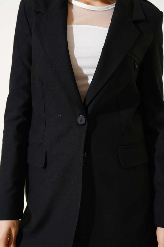 Giacca blazer foderata con un solo bottone Nero