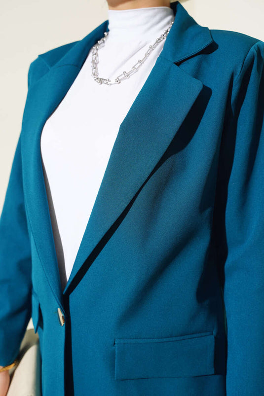 سترة بليزر بزر واحد بنزين