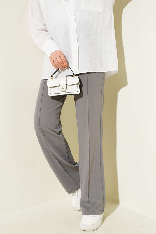 Single Buttoned Trousers in Smoke Color