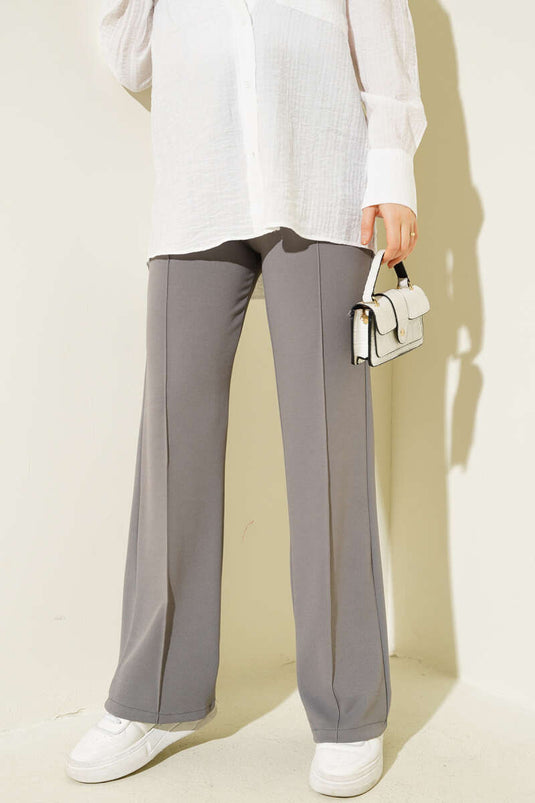 Single Buttoned Trousers in Smoke Color