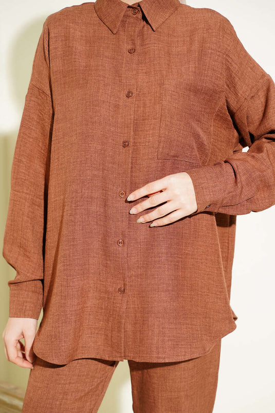Completo doppio con camicia a tasca singola marrone
