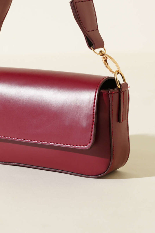 Sac bandoulière magnétique à œillet unique, rouge bordeaux