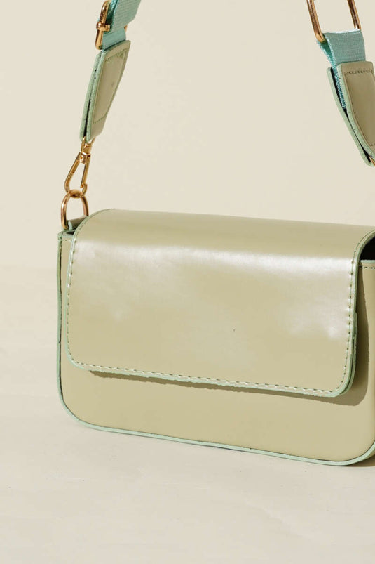 Magnetische schoudertas met één oog, amandelgroen