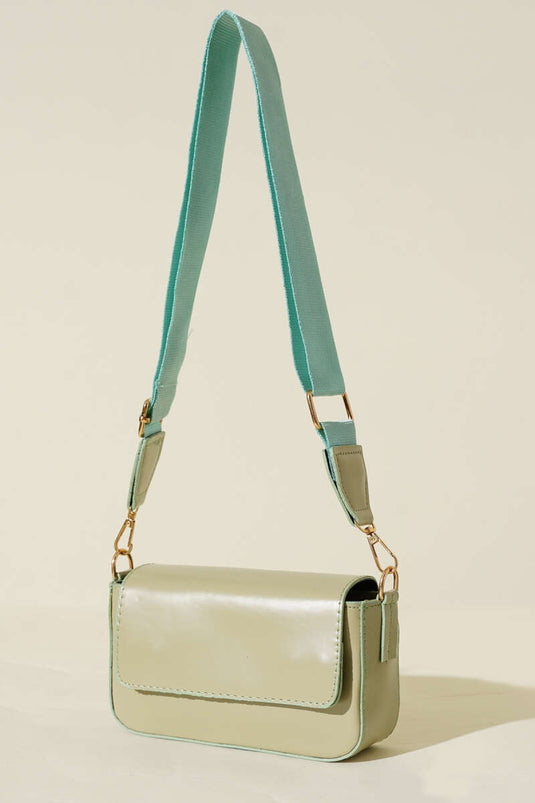 Magnetische schoudertas met één oog, amandelgroen