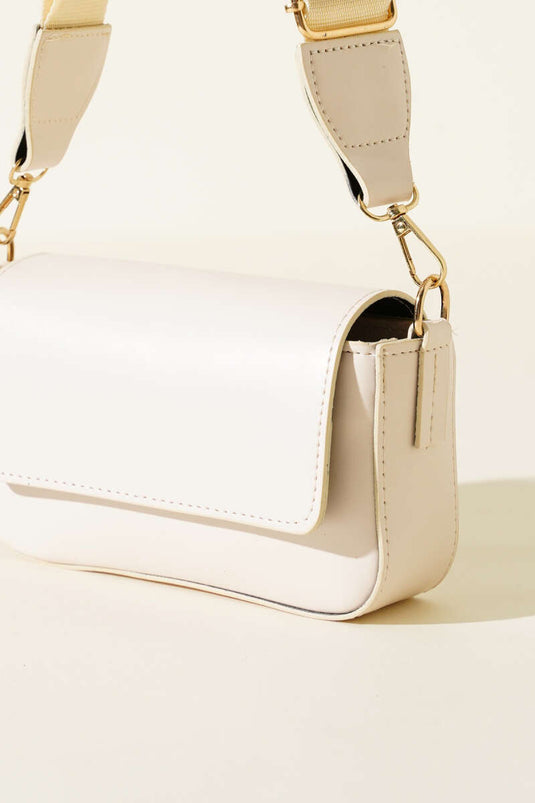 Single-Compartment Magnetic Shoulder Bag, Ecru