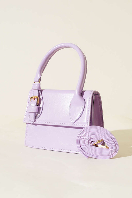 Patent Leather Bag with Single Belt Detail, Lilac