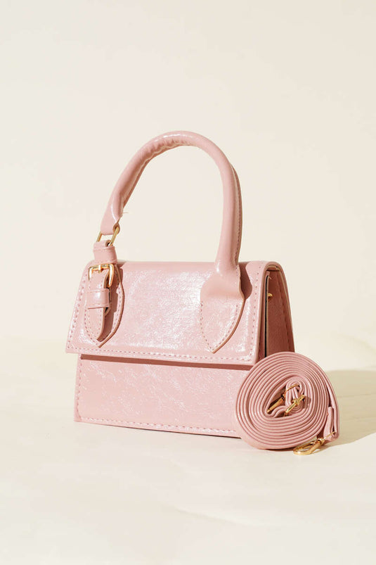 Single Belt Detailed Patent Leather Bag Powder