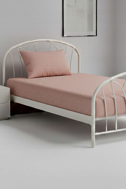 طقم ملاءات سرير مفردة، لون وردي فاتح