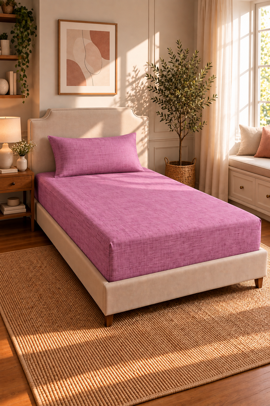 Ensemble De Draps Housse À Taille Unique En Rose Beige
