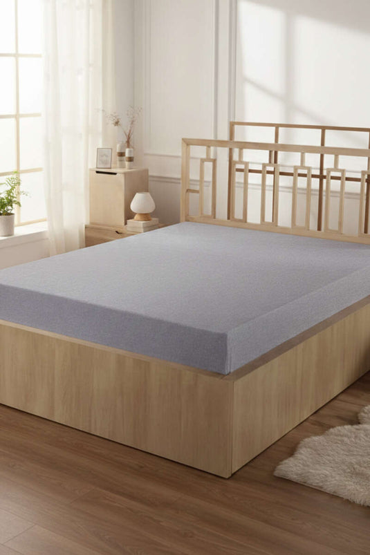 ملاءة سرير مفرد مطاطية من القطن الرمادي الداكن