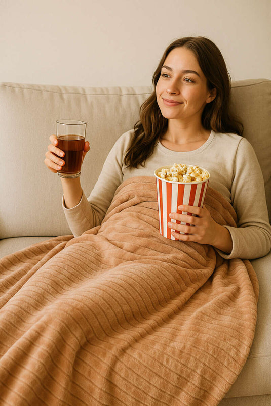 Eenpersoons polar deken beige