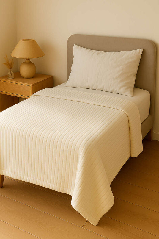 Eenpersoons polar deken, ecru