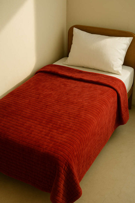 Plaid In Pile Singolo In Terracotta