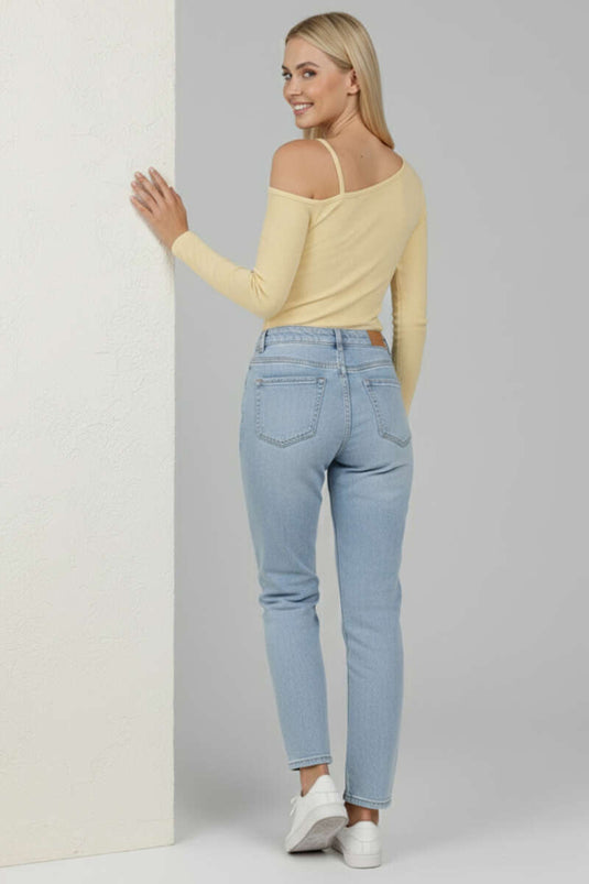 One-Shoulder Strappy Blouse Yellow