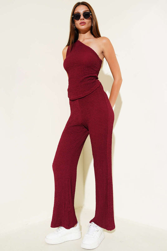 Ensemble deux pièces asymétrique bordeaux