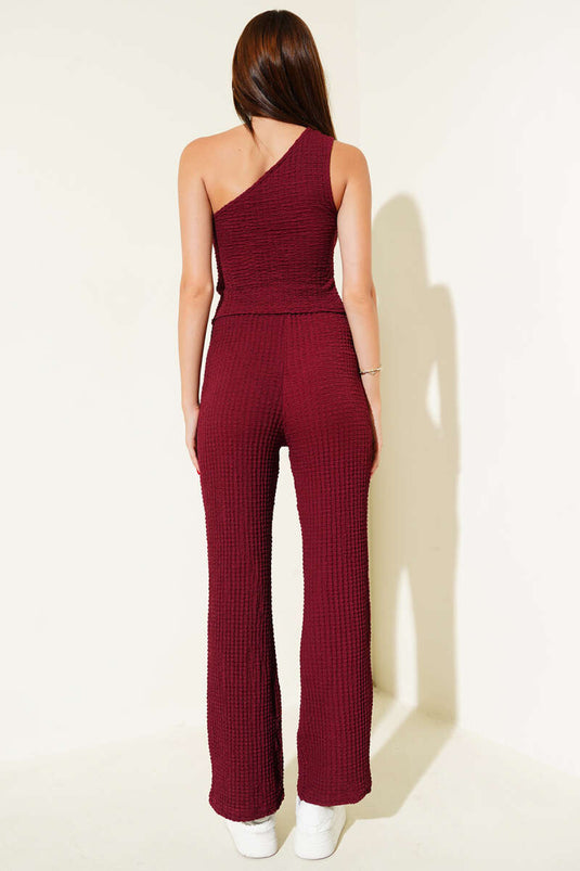 Ensemble deux pièces asymétrique bordeaux