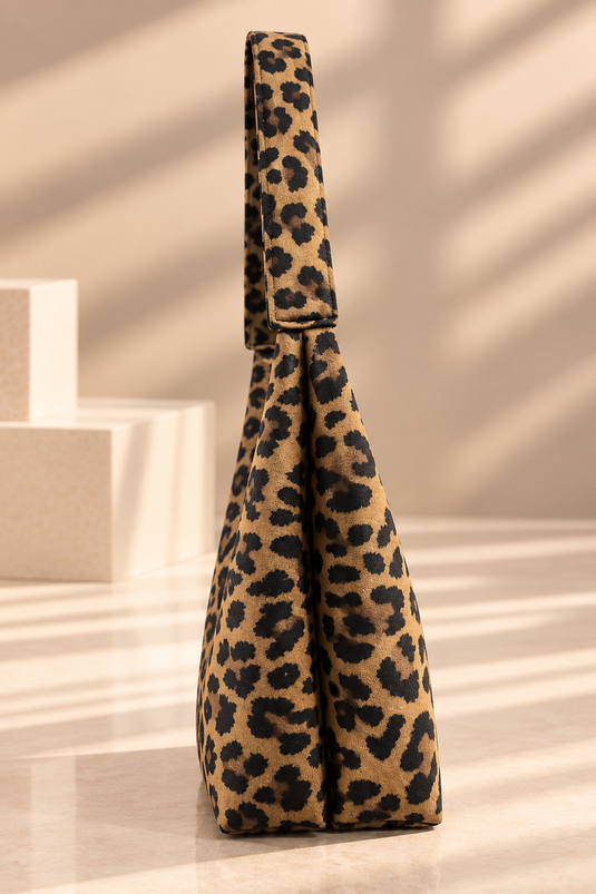 Borsa Leopardata Con Manico Lungo Per Mano E Spalla