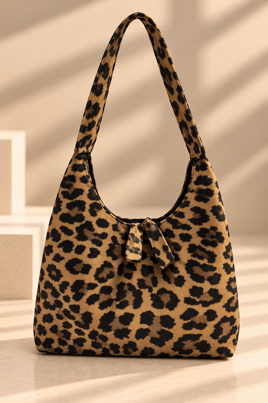 Borsa Leopardata Con Manico Lungo Per Mano E Spalla