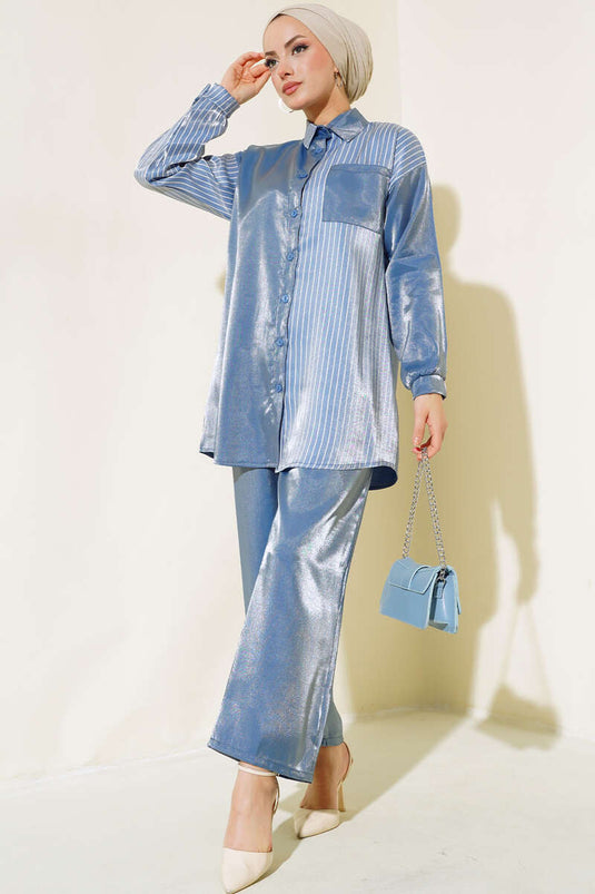 Single Sided Striped Suit Indigo