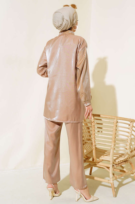 Single Sided Striped Suit Latte