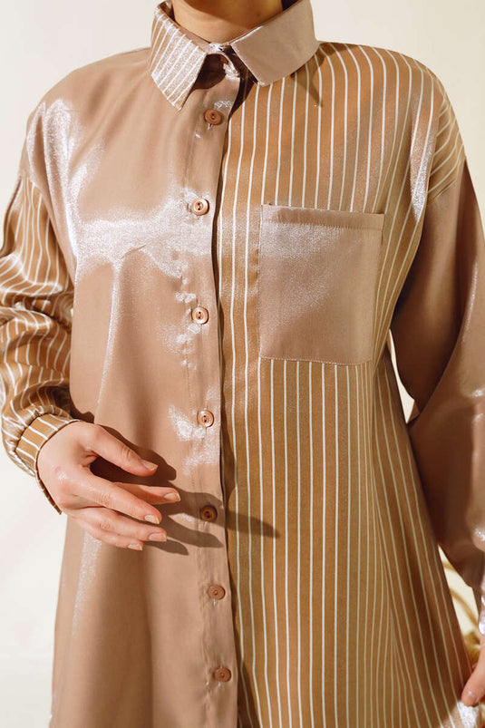 Single Sided Striped Suit Latte