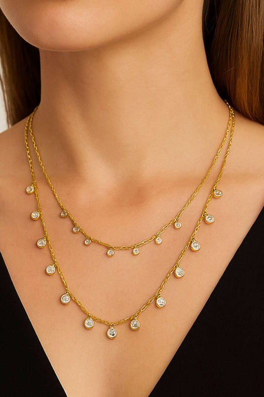 Single Stone Multiple Necklace Gold