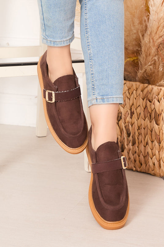 Chaussures décontractées marron à boucle unique