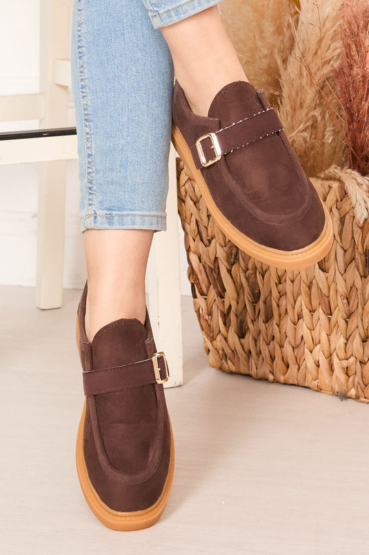 Chaussures décontractées marron à boucle unique