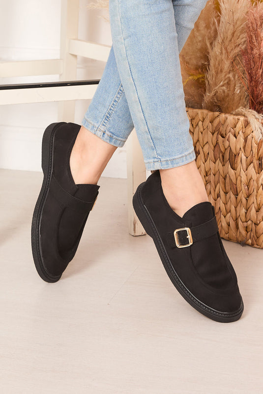 Chaussures décontractées noires à boucle unique