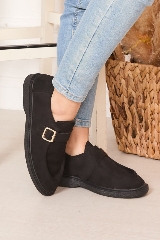 Chaussures décontractées noires à boucle unique