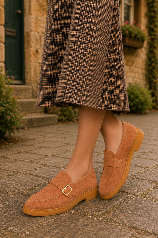 Single Buckle Casual Shoes Tan