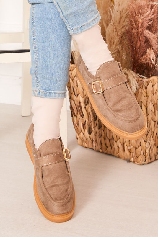 Chaussures décontractées à boucle unique en vison