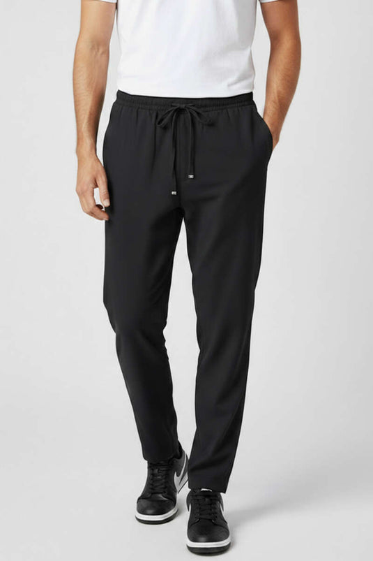 بنطال رجالي واسع تينسل أسود