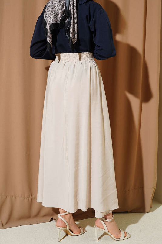 Tencel Pleated Flared Skirt Stone