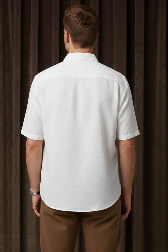 Chemise homme à manches courtes en tensel blanc