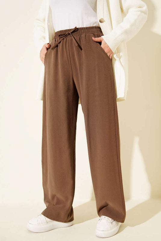 Tencel Palazzo Pants, Brown