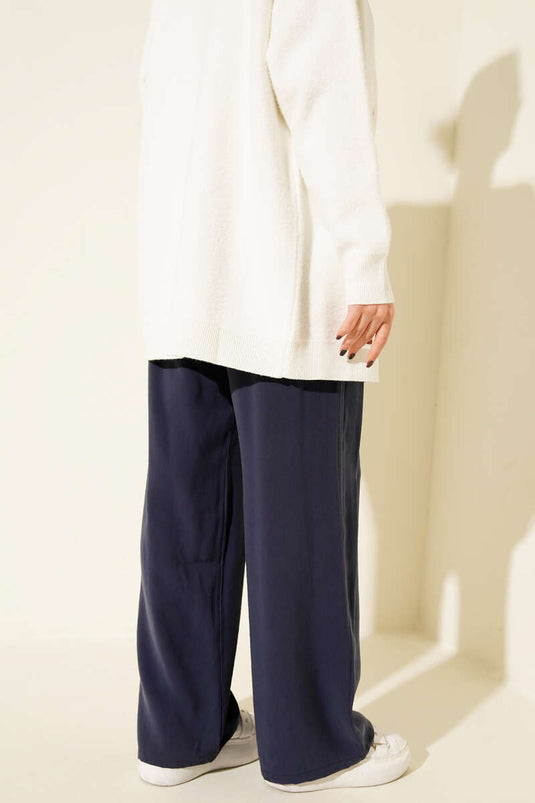 Tencel Palazzo Pants Navy Blue
