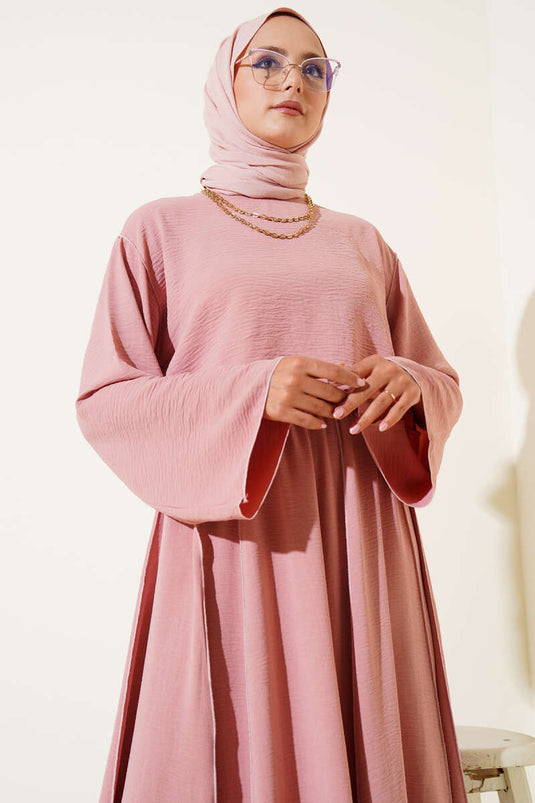 Tweedelig pak met omgekeerde steekdetails en rok, stoffig roze