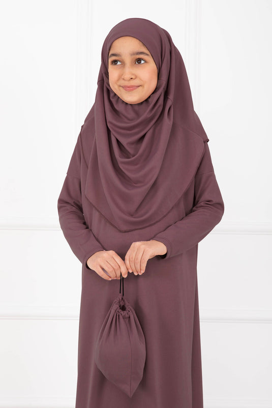 فستان صلاة أطفال محتشم بلون وردي داكن