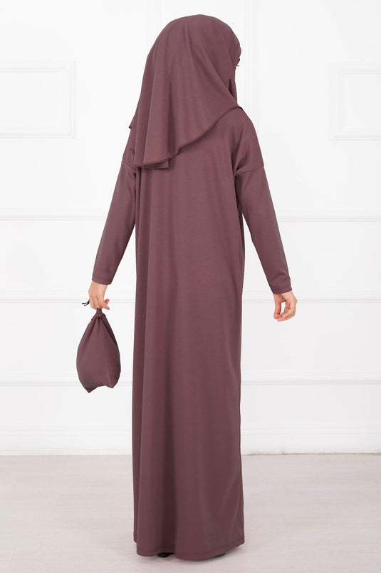 فستان صلاة أطفال محتشم بلون وردي داكن