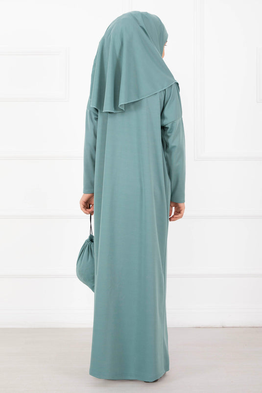Tesettür Çocuk Namaz Elbisesi Mint