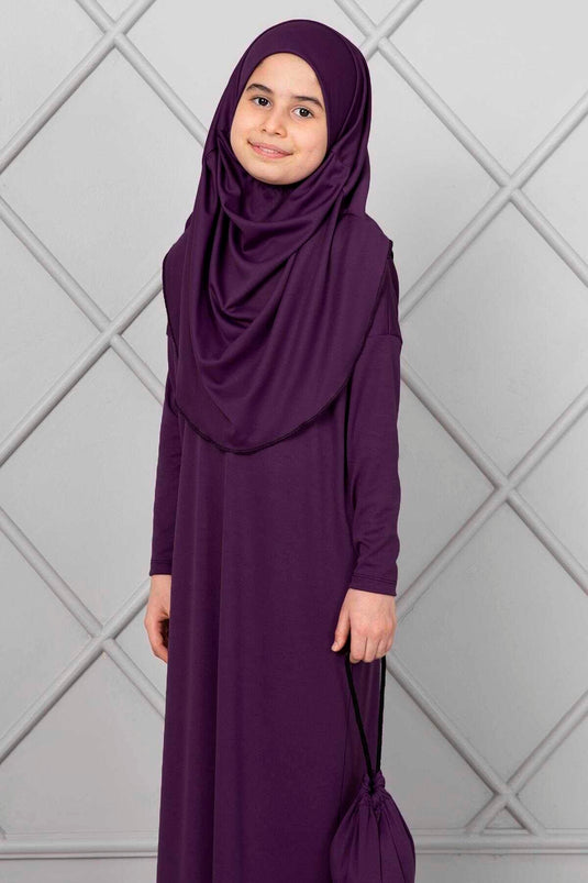 فستان صلاة للأطفال المحتشم لون برقوقي