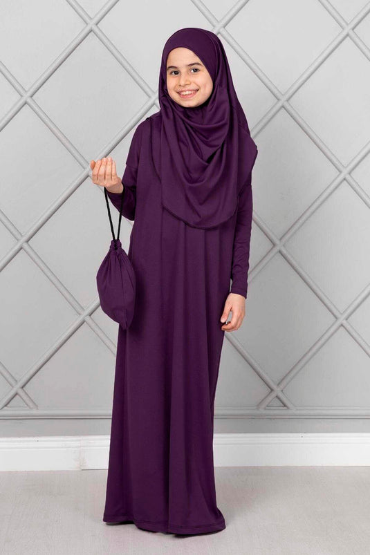 فستان صلاة للأطفال المحتشم لون برقوقي