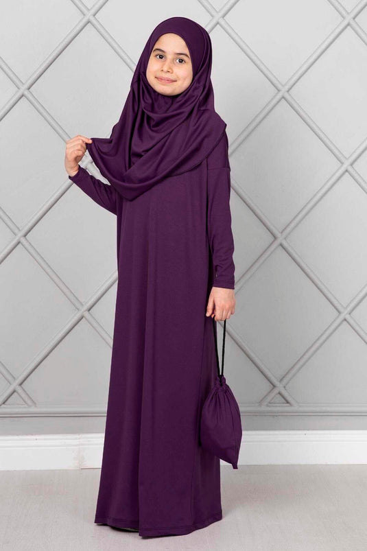 فستان صلاة للأطفال المحتشم لون برقوقي