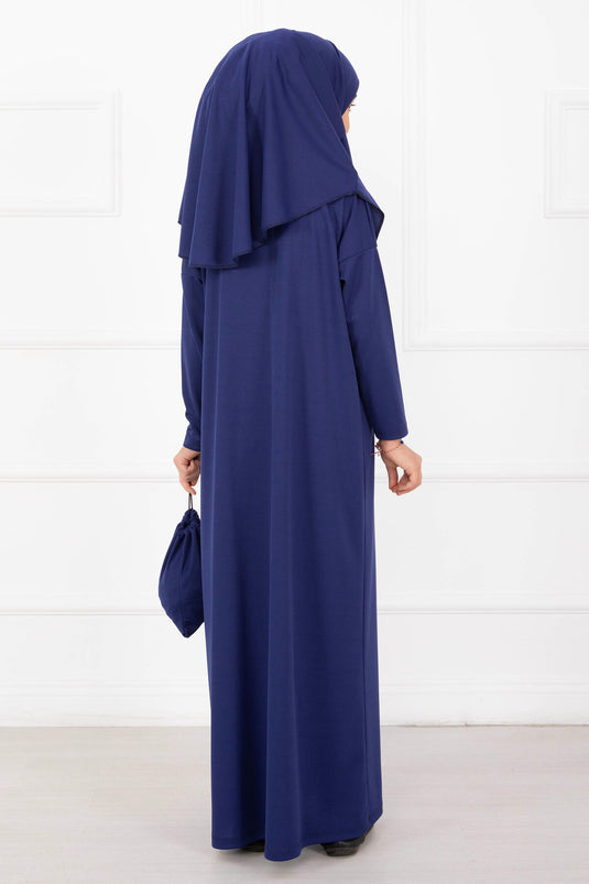 Tesettür Çocuk Namaz Elbisesi Saks