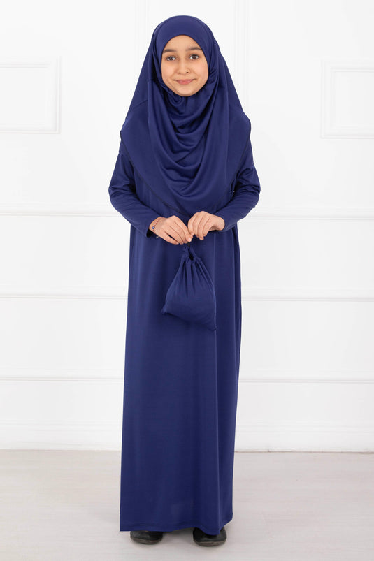 Tesettür Çocuk Namaz Elbisesi Saks