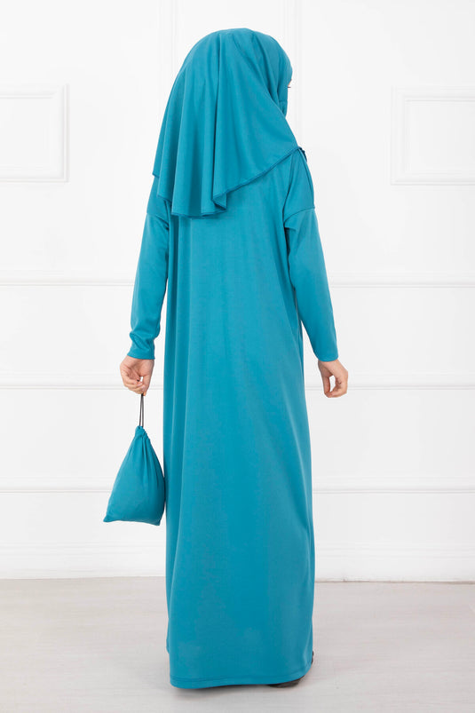 Tesettür Kindergebedskleding Turkoois
